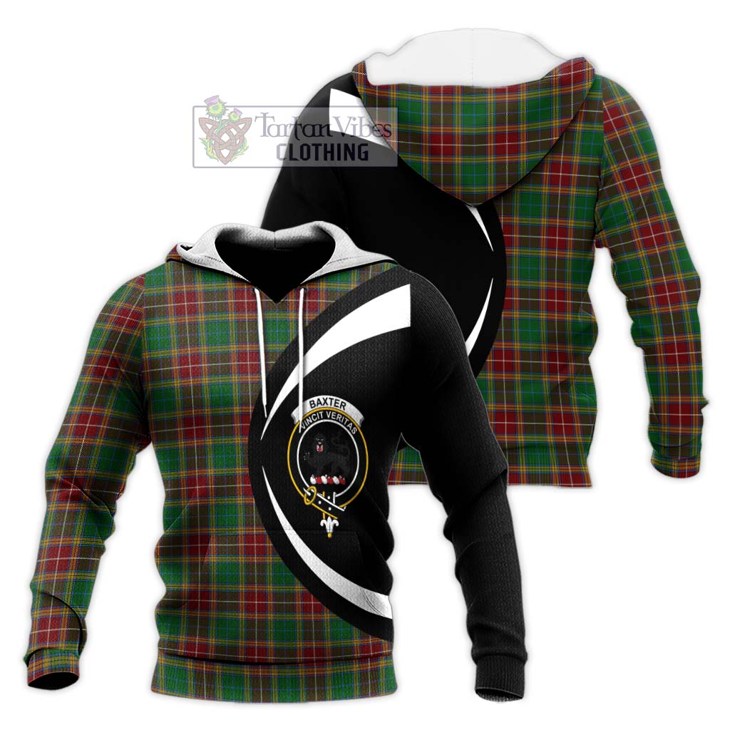Baxter Tartan Knitted Hoodie with Family Crest Circle Style Unisex Knitted Pullover Hoodie - Tartan Vibes Clothing
