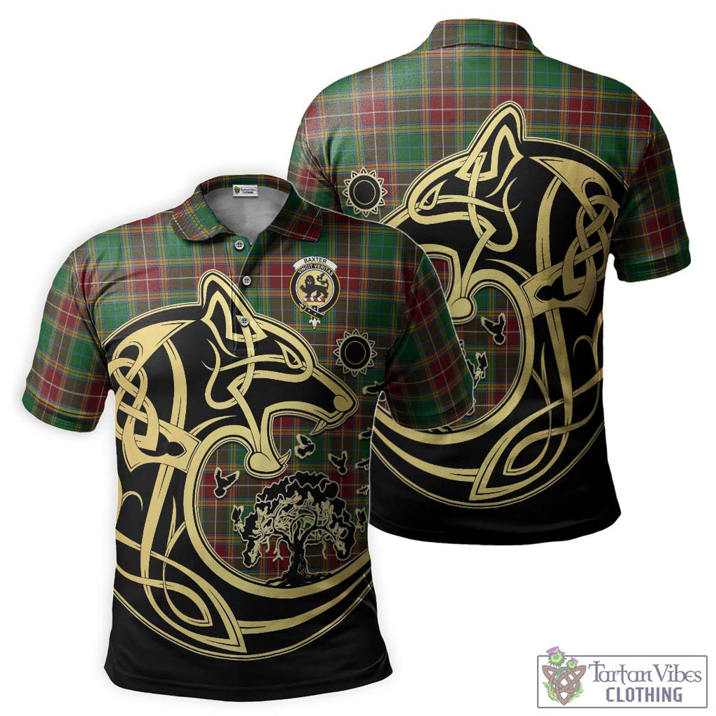 Baxter Tartan Polo Shirt with Family Crest Celtic Wolf Style Kid - Tartanvibesclothing Shop