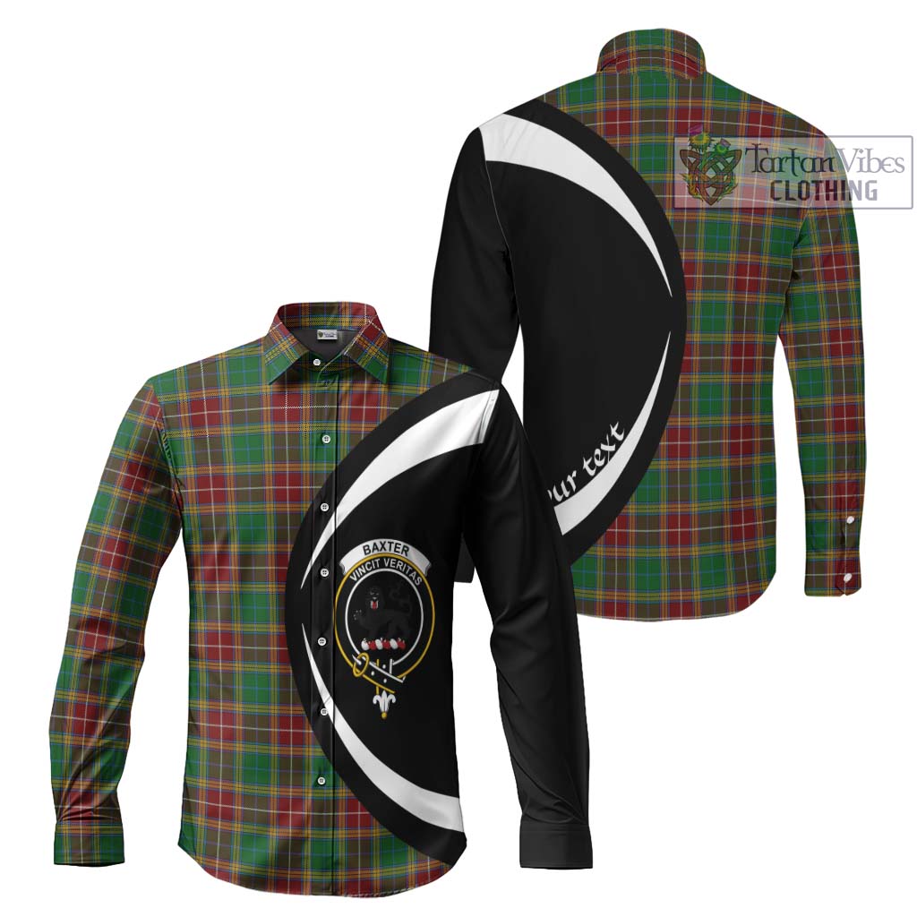 Baxter Tartan Long Sleeve Button Up with Family Crest Circle Style Men's Shirt S - Tartan Vibes Clothing