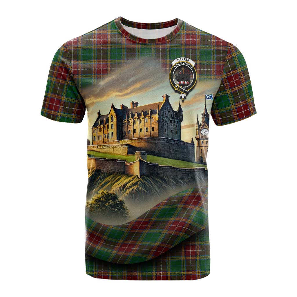 Tartan Vibes Clothing Baxter Tartan Family Crest Cotton T-shirt with Scottish Ancient Castle Style