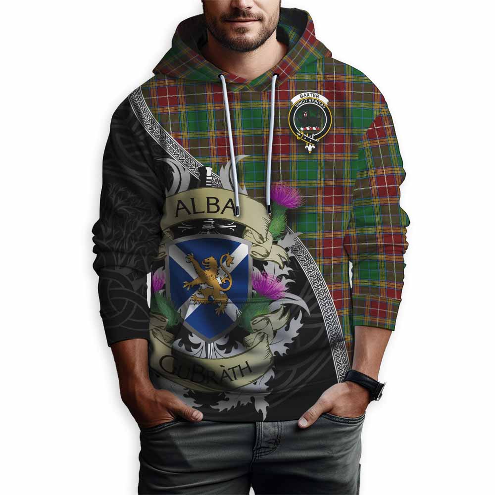 Tartan Vibes Clothing Baxter Tartan Family Crest Hoodie Lion Rampant Royal Thistle Shield Celtic Inspired