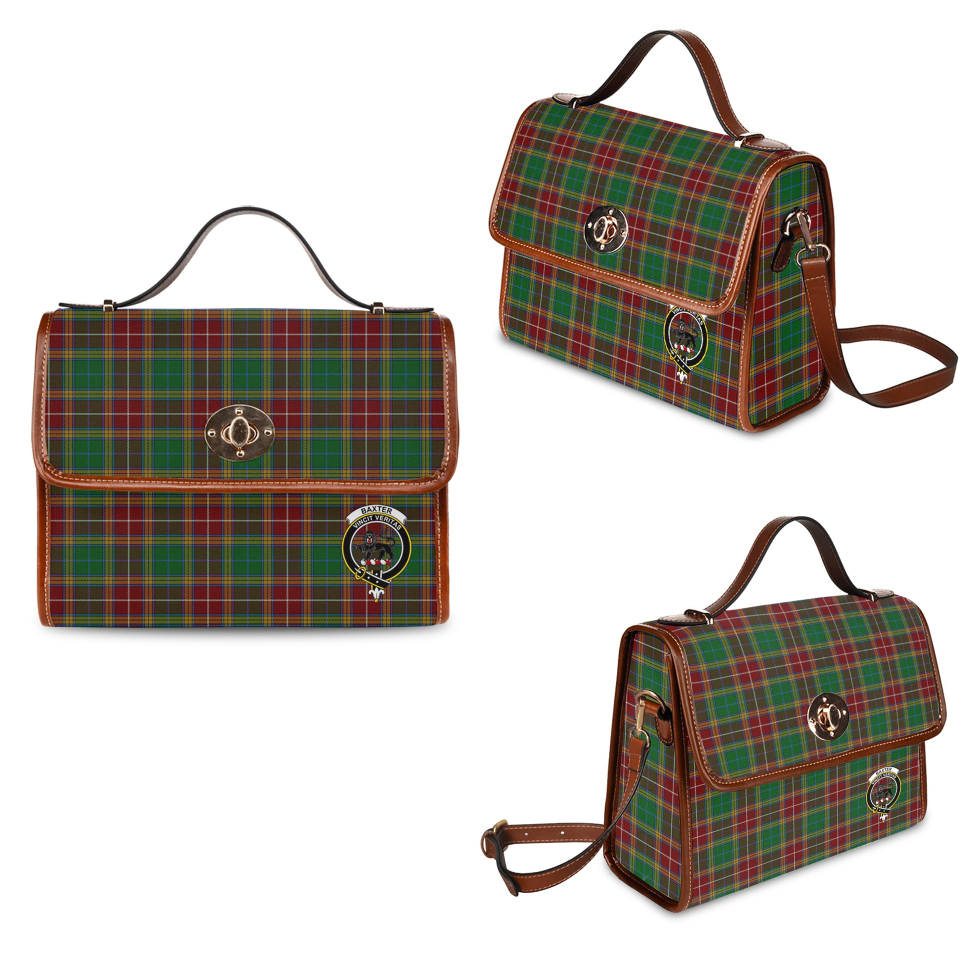 Baxter Tartan Leather Strap Waterproof Canvas Bag with Family Crest One Size 34cm * 42cm (13.4" x 16.5") - Tartanvibesclothing