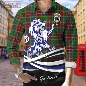 Baxter Tartan Long Sleeve Button Up Shirt with Alba Gu Brath Regal Lion Emblem