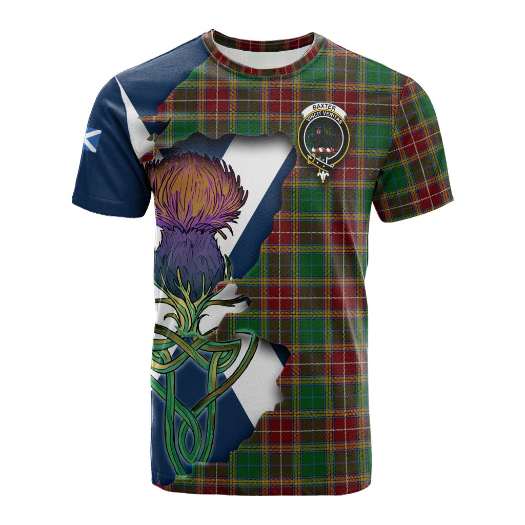 Tartan Vibes Clothing Baxter Tartan Family Crest Cotton T-shirt Scottish Thistle Celtic Inspired