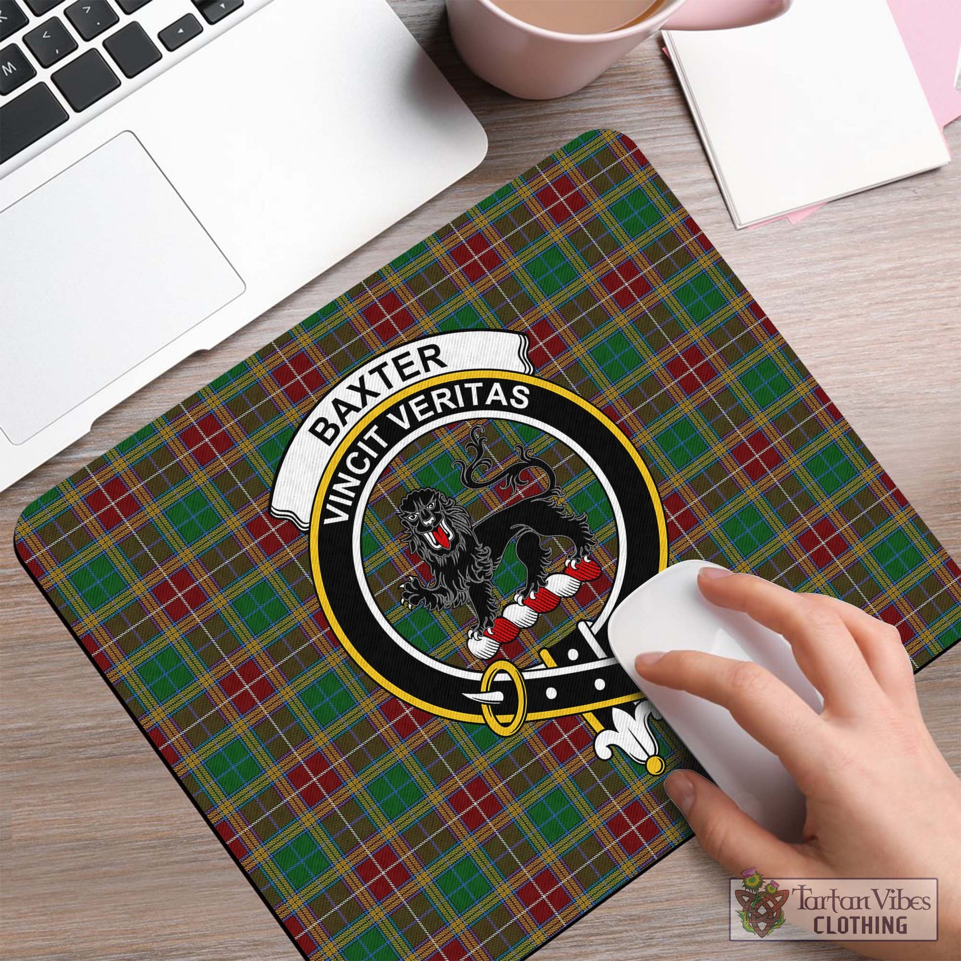 Tartan Vibes Clothing Baxter Tartan Mouse Pad with Family Crest