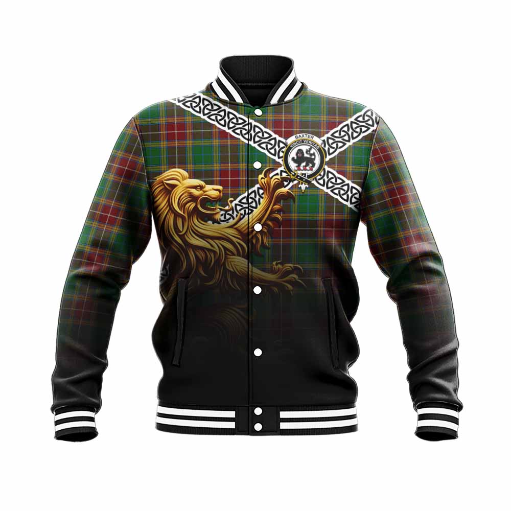 Baxter Crest Tartan Baseball Jacket with Golden Lion Emblem Celtic Style Unisex - Tartan Vibes Clothing