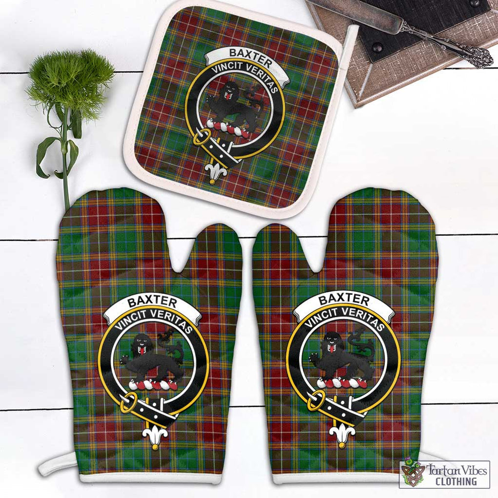 Baxter Tartan Combo Oven Mitt & Pot-Holder with Family Crest Combo 1 Oven Mitt & 1 Pot-Holder White - Tartan Vibes Clothing