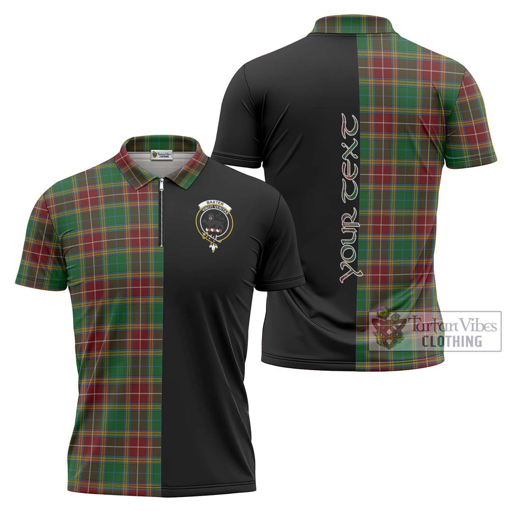 Baxter Tartan Zipper Polo Shirt with Family Crest and Half Of Me Style Unisex - Tartanvibesclothing Shop