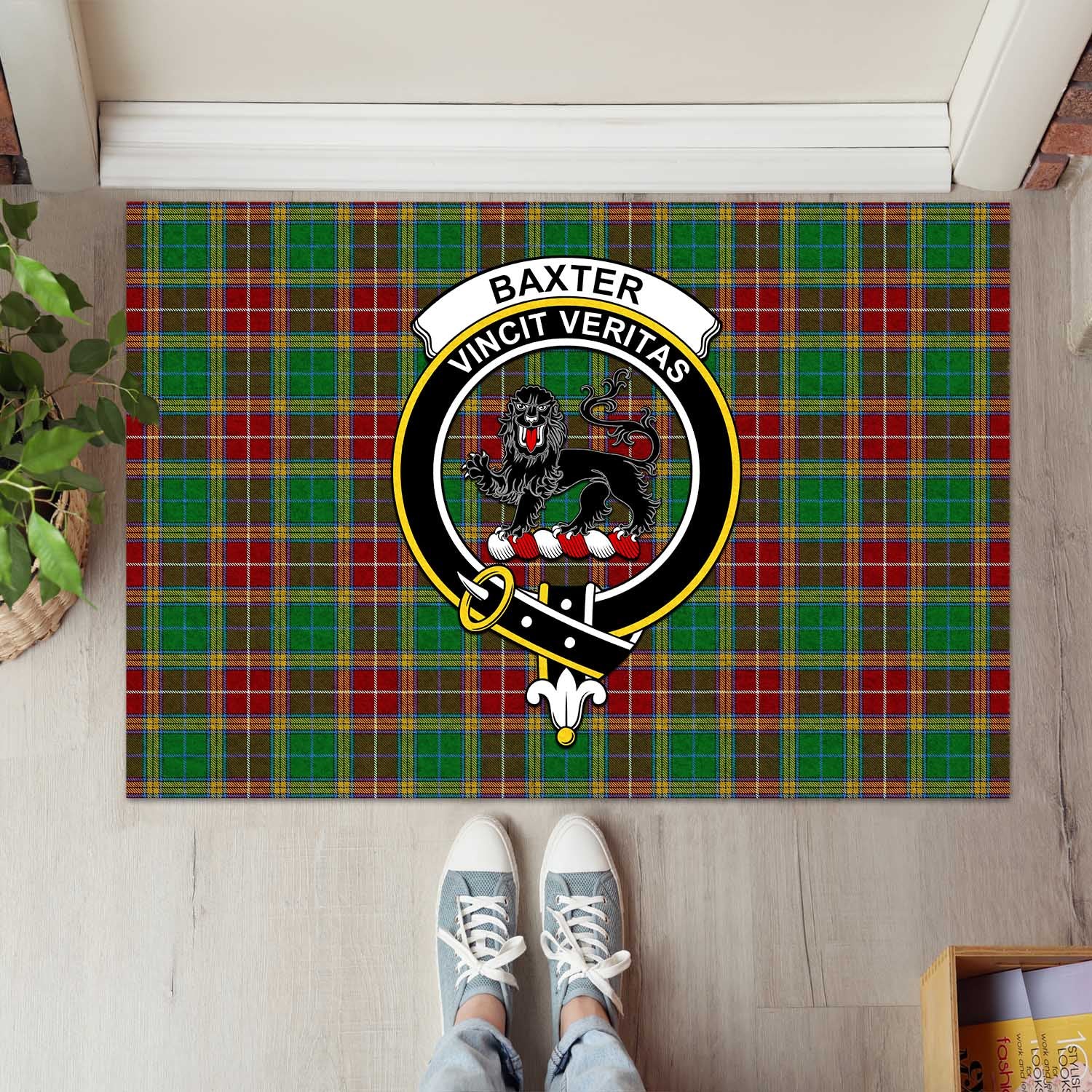Baxter Tartan Door Mat with Family Crest - Tartanvibesclothing
