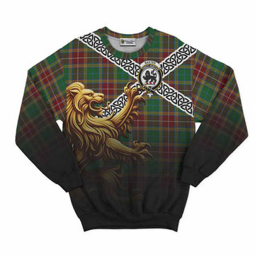 Baxter Crest Tartan Sweatshirt with Golden Lion Emblem Celtic Style