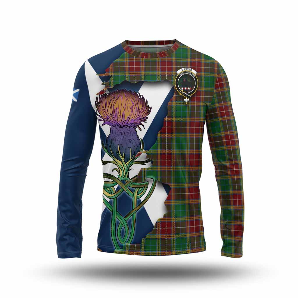 Tartan Vibes Clothing Baxter Tartan Family Crest Long Sleeve T-Shirt Scottish Thistle Celtic Inspired