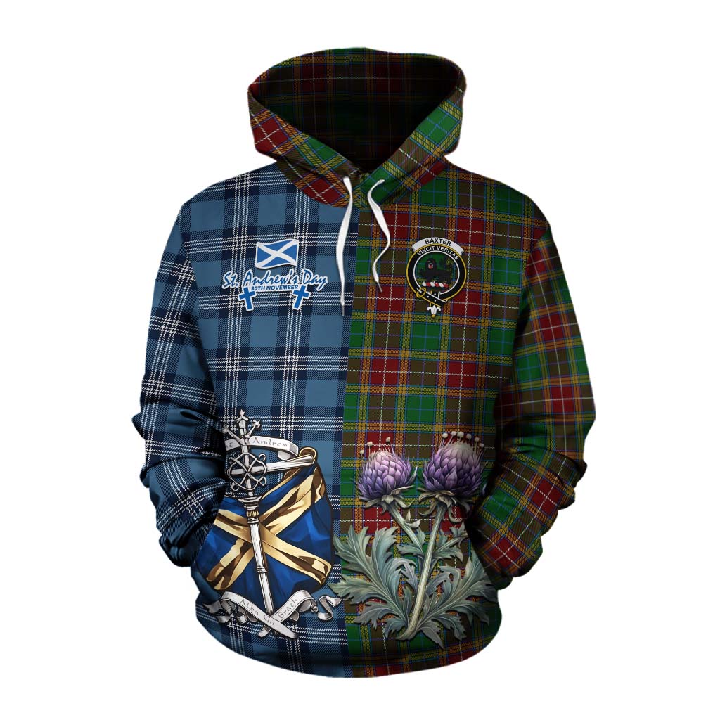 Tartan Vibes Clothing Baxter Tartan Cotton Hoodie Happy St. Andrew's Day Half Tartan Style