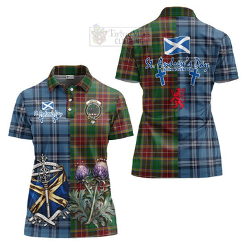 Baxter Tartan Women's Polo Shirt Happy St. Andrew's Day Half Tartan Style