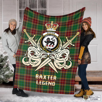 Baxter Tartan Blanket with Clan Crest and the Golden Sword of Courageous Legacy