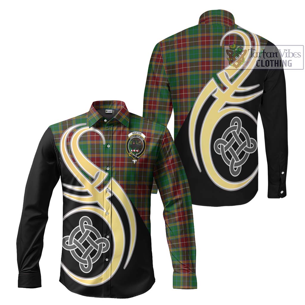 Baxter Tartan Long Sleeve Button Shirt with Family Crest and Celtic Symbol Style Men's Shirt S - Tartan Vibes Clothing