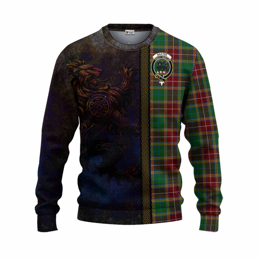 Tartan Vibes Clothing Baxter Tartan Family Crest Knitted Sweater Alba Gu Brath Be Brave Lion Ancient Style