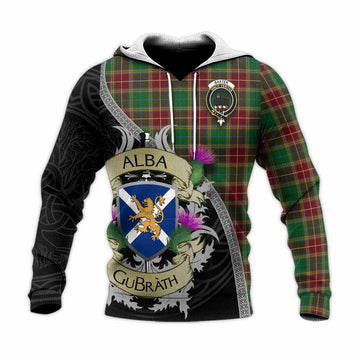Baxter Tartan Family Crest Knitted Hoodie Lion Rampant Royal Thistle Shield Celtic Inspired