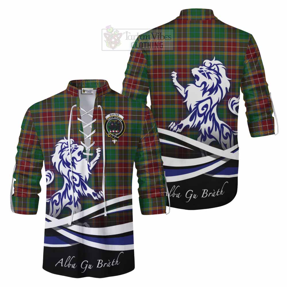 Tartan Vibes Clothing Baxter Tartan Ghillie Kilt Shirt with Alba Gu Brath Regal Lion Emblem