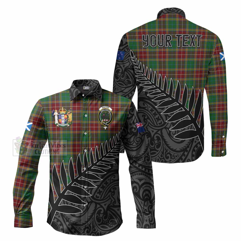 Tartan Vibes Clothing Baxter Crest Tartan Long Sleeve Button Shirt with New Zealand Silver Fern Half Style