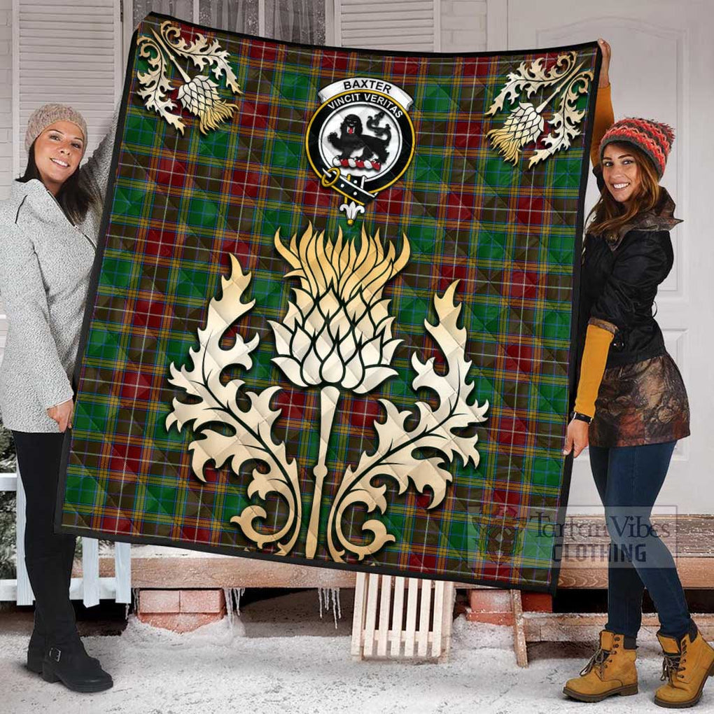 Tartan Vibes Clothing Baxter Tartan Quilt with Family Crest and Golden Thistle Style
