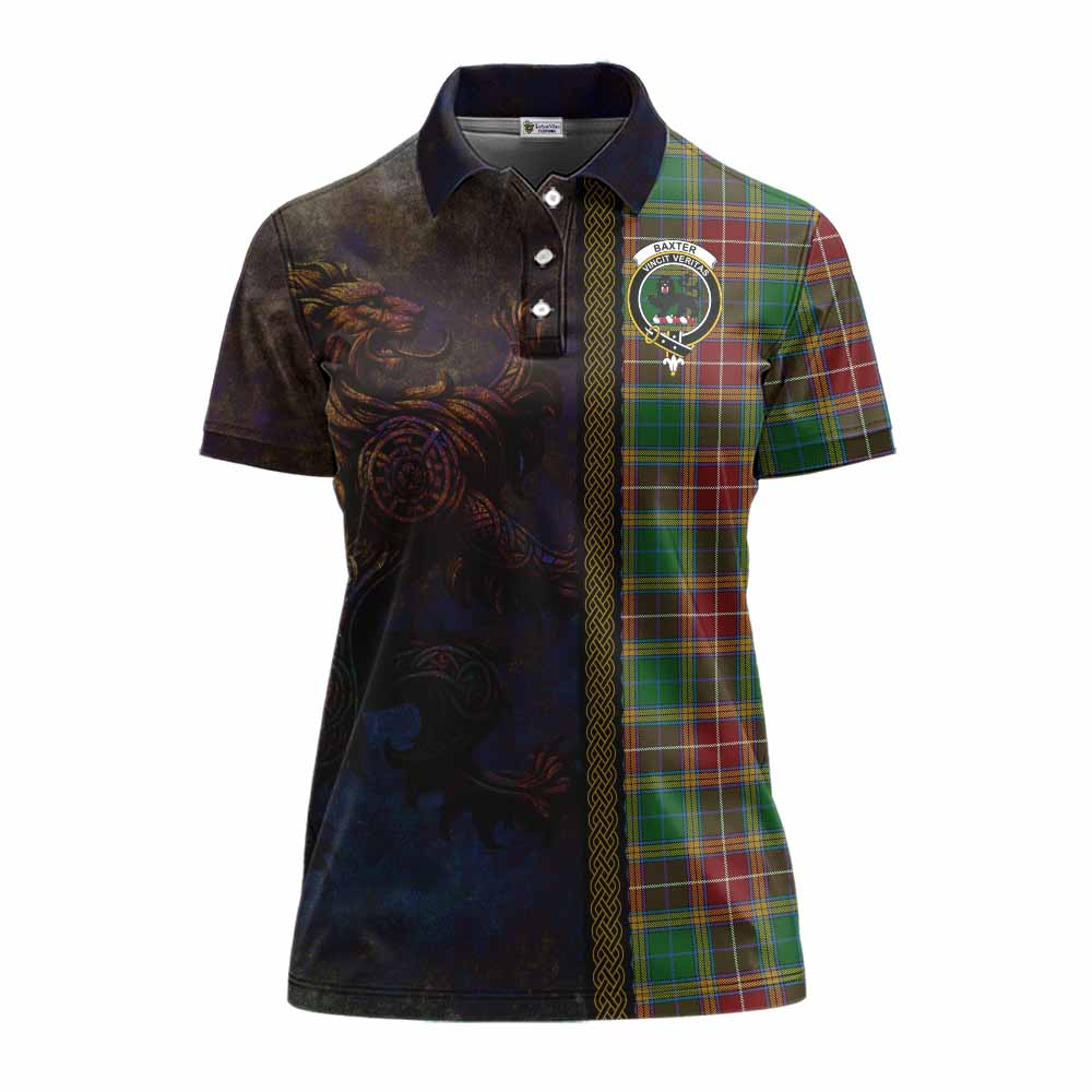 Tartan Vibes Clothing Baxter Tartan Family Crest Women's Polo Shirt Alba Gu Brath Be Brave Lion Ancient Style