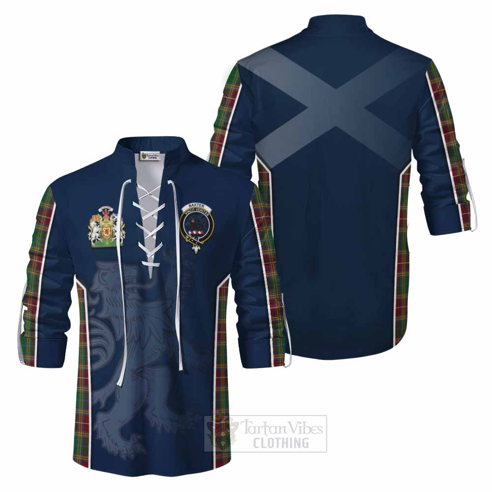 Tartan Vibes Clothing Baxter Tartan Ghillie Kilt Shirt with Family Crest and Lion Rampant Vibes Sport Style