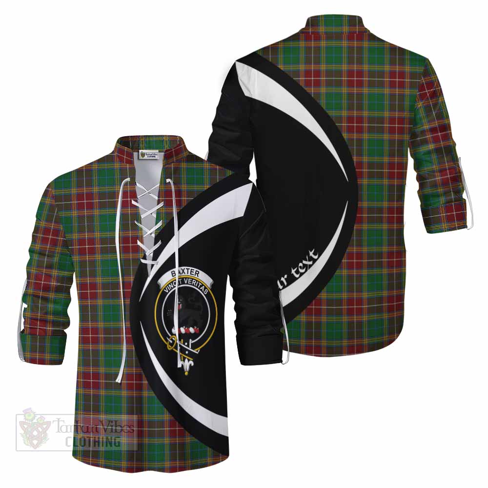 Tartan Vibes Clothing Baxter Tartan Ghillie Kilt Shirt with Family Crest Circle Style