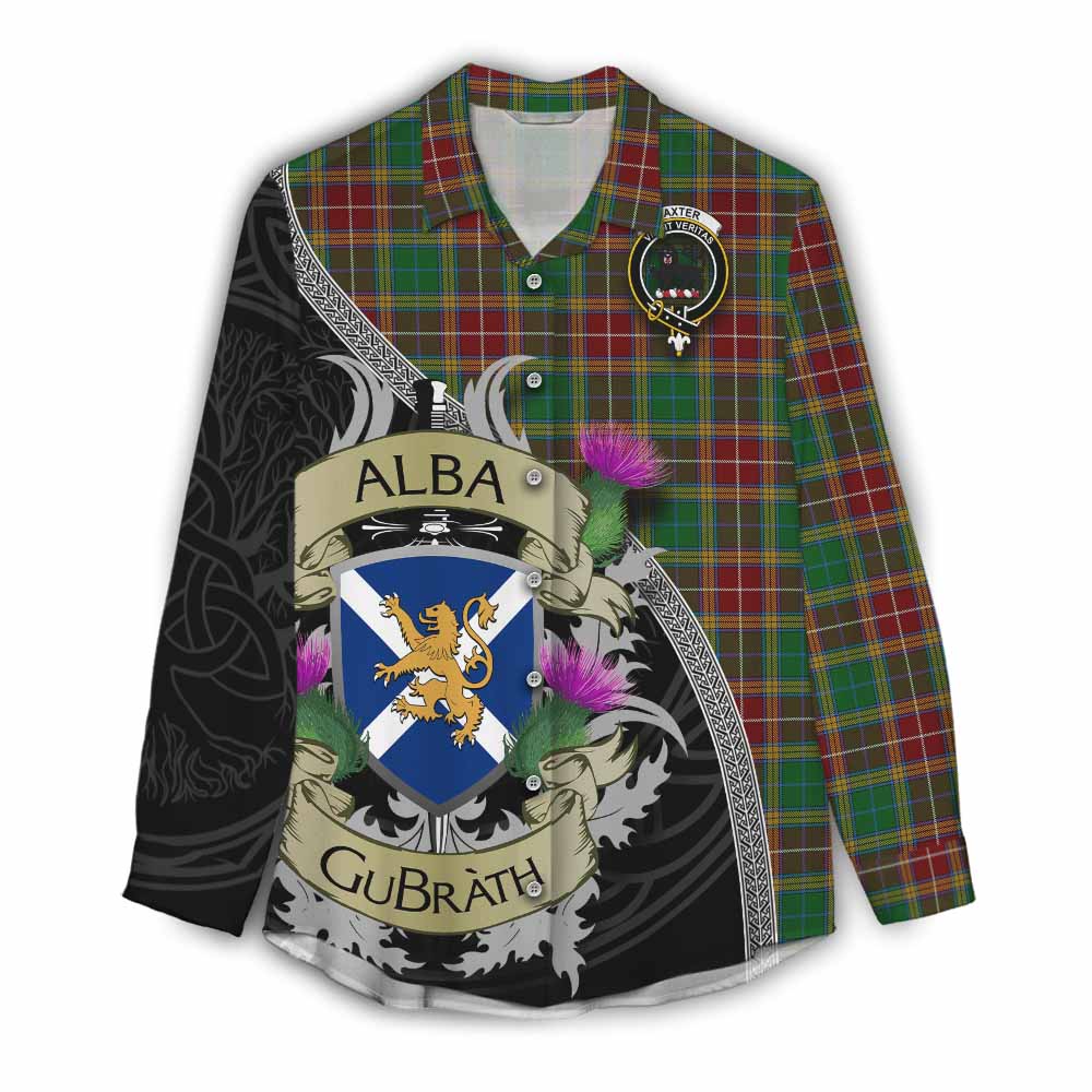 Tartan Vibes Clothing Baxter Tartan Family Crest Women's Casual Shirt Lion Rampant Royal Thistle Shield Celtic Inspired