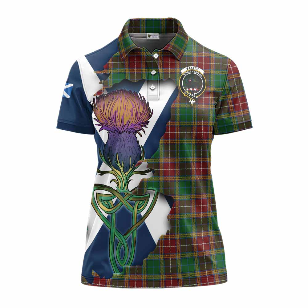 Tartan Vibes Clothing Baxter Tartan Family Crest Women's Polo Shirt Scottish Thistle Celtic Inspired