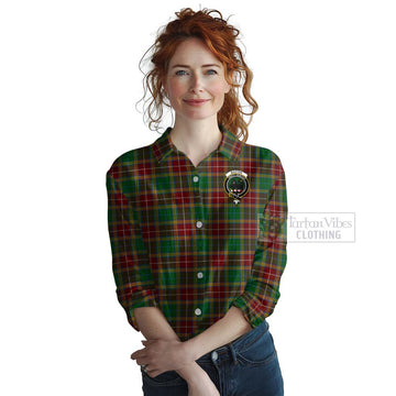 Tartan Vibes Clothing Baxter Tartan Women's Casual Shirt with Family Crest Celtic Skull Style