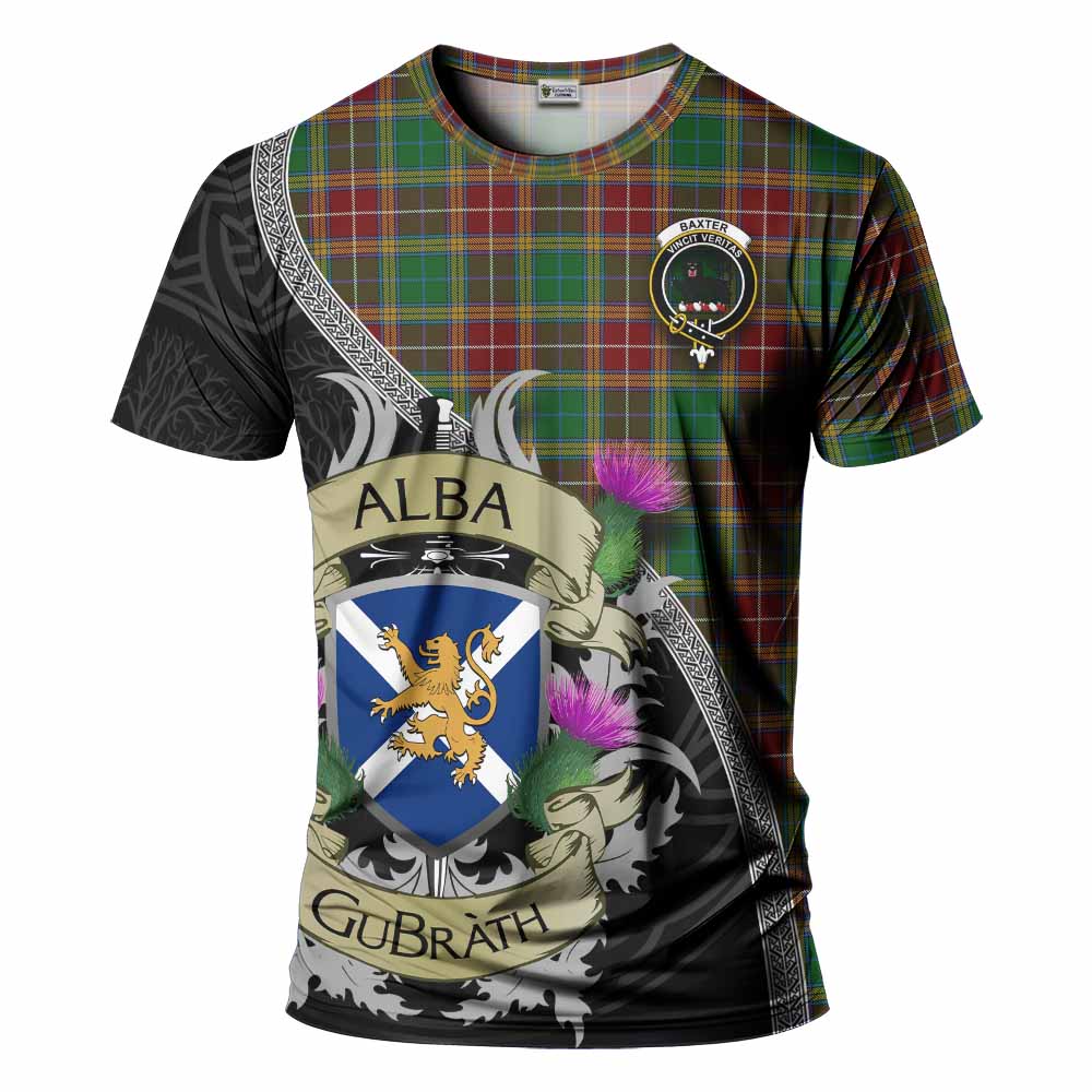 Tartan Vibes Clothing Baxter Tartan Family Crest T-Shirt Lion Rampant Royal Thistle Shield Celtic Inspired