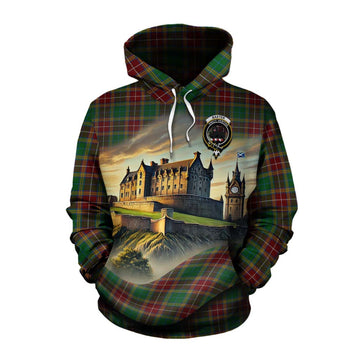 Baxter Tartan Family Crest Cotton Hoodie with Scottish Ancient Castle Style