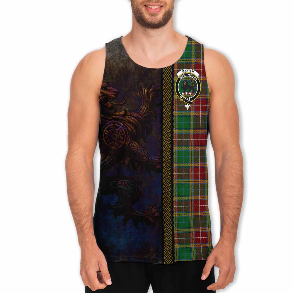 Tartan Vibes Clothing Baxter Tartan Family Crest Men's Tank Top Alba Gu Brath Be Brave Lion Ancient Style