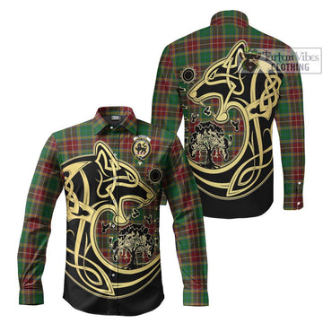 Baxter Tartan Long Sleeve Button Shirt with Family Crest Celtic Wolf Style Men's Shirt S - Tartan Vibes Clothing