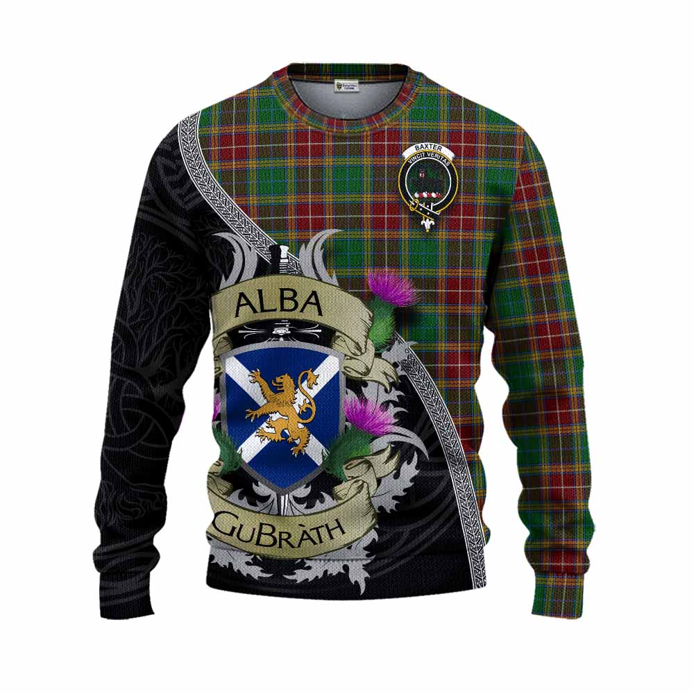 Tartan Vibes Clothing Baxter Tartan Family Crest Knitted Sweater Lion Rampant Royal Thistle Shield Celtic Inspired