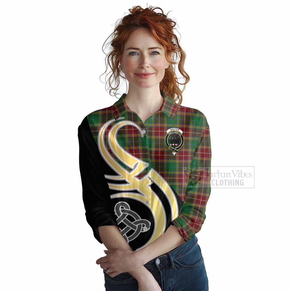 Tartan Vibes Clothing Baxter Tartan Women's Casual Shirt with Family Crest and Celtic Symbol Style