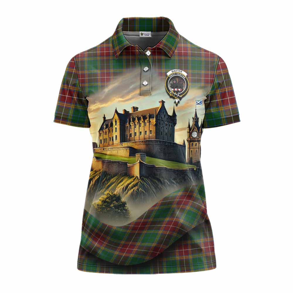 Tartan Vibes Clothing Baxter Tartan Family Crest Women's Polo Shirt with Scottish Ancient Castle Stype