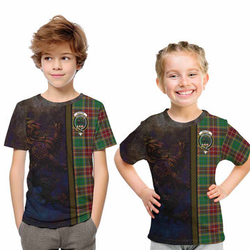 Baxter Tartan Family Crest Kid T-Shirt Alba Gu Brath Be Brave Lion Ancient Style