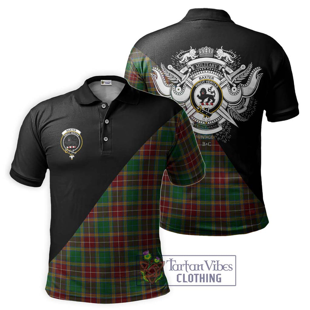 Baxter Tartan Polo Shirt with Family Crest and Military Logo Style Kid - Tartanvibesclothing Shop