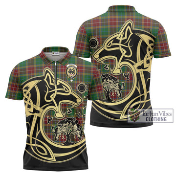 Baxter Tartan Zipper Polo Shirt with Family Crest Celtic Wolf Style Unisex - Tartanvibesclothing Shop