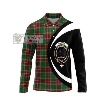 Baxter Tartan Long Sleeve Polo Shirt with Family Crest Circle Style Unisex - Tartan Vibes Clothing