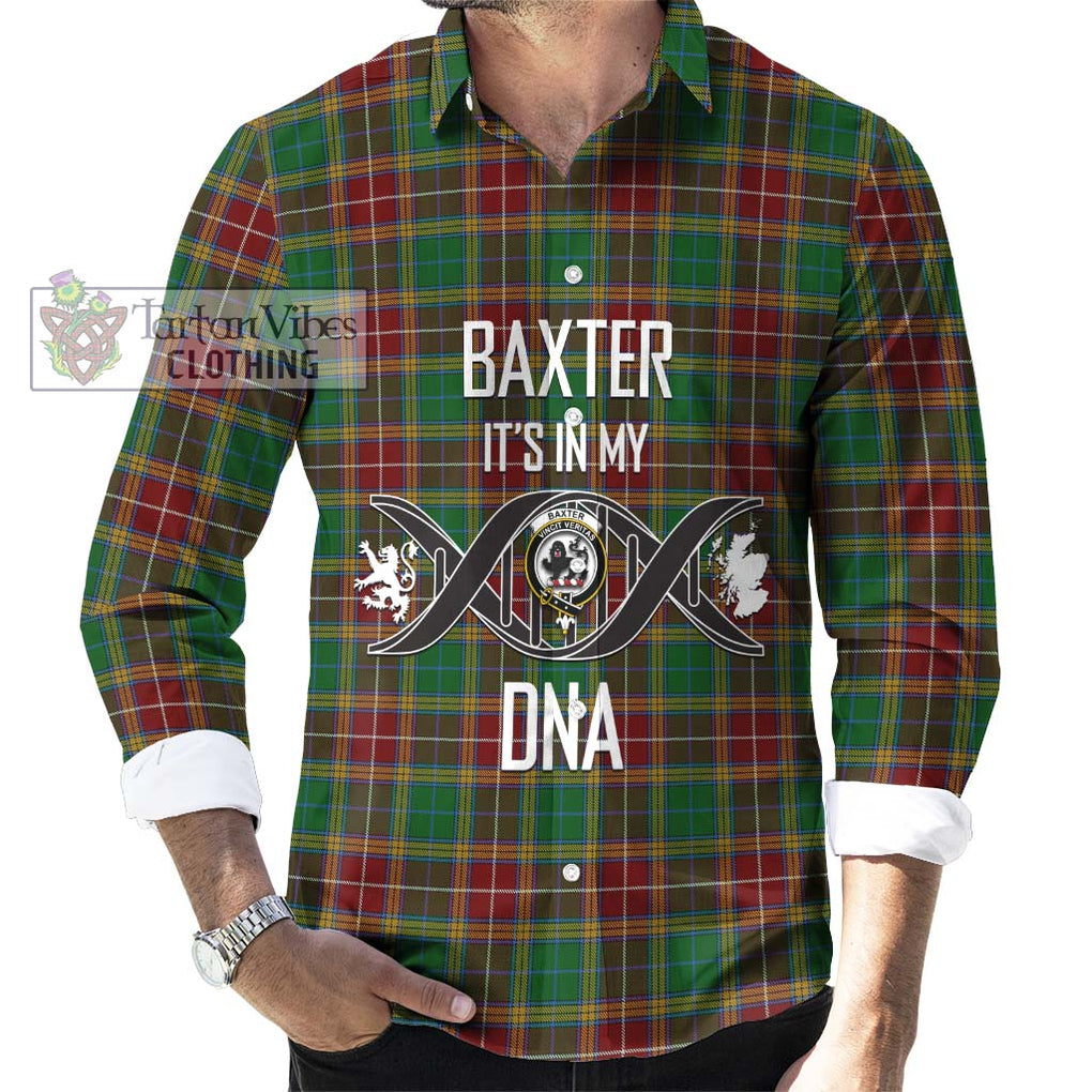 Baxter Tartan Long Sleeve Button Shirt with Family Crest DNA In Me Style Men's Shirt S - Tartanvibesclothing Shop