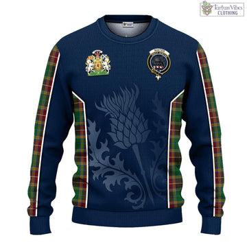Baxter Tartan Knitted Sweatshirt with Family Crest and Scottish Thistle Vibes Sport Style