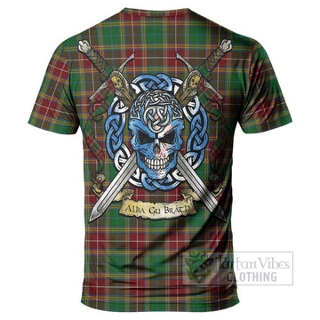Tartan Vibes Clothing Baxter Tartan T-Shirt with Family Crest Celtic Skull Style