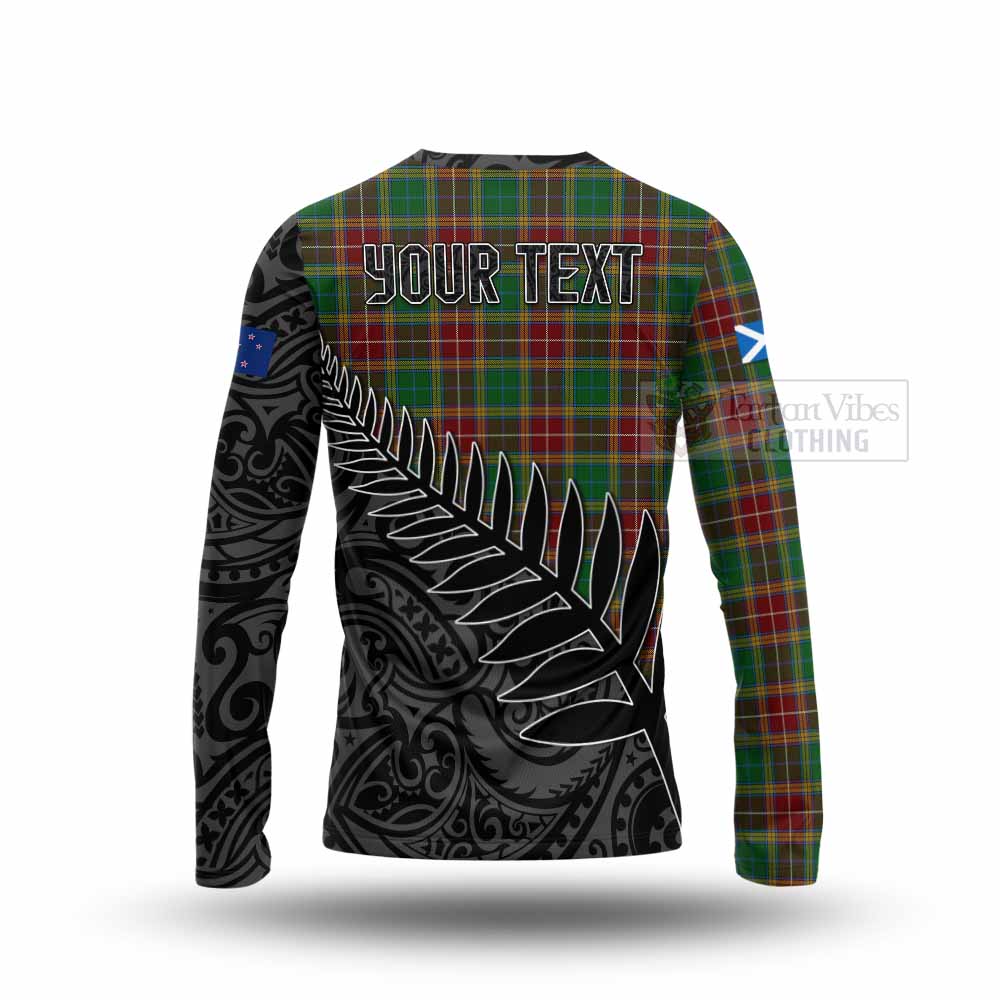 Baxter Crest Tartan Long Sleeve T-Shirt with New Zealand Silver Fern Half Style - Tartan Vibes Clothing