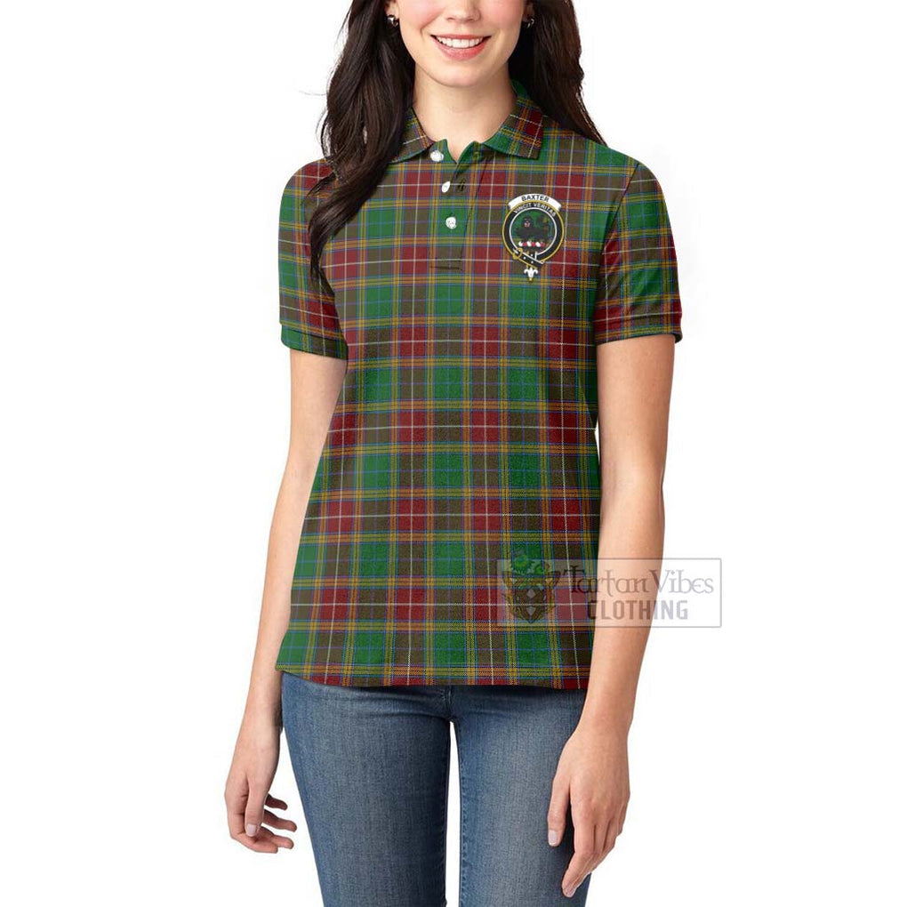 Tartan Vibes Clothing Baxter Tartan Women's Polo Shirt with Family Crest Celtic Skull Style