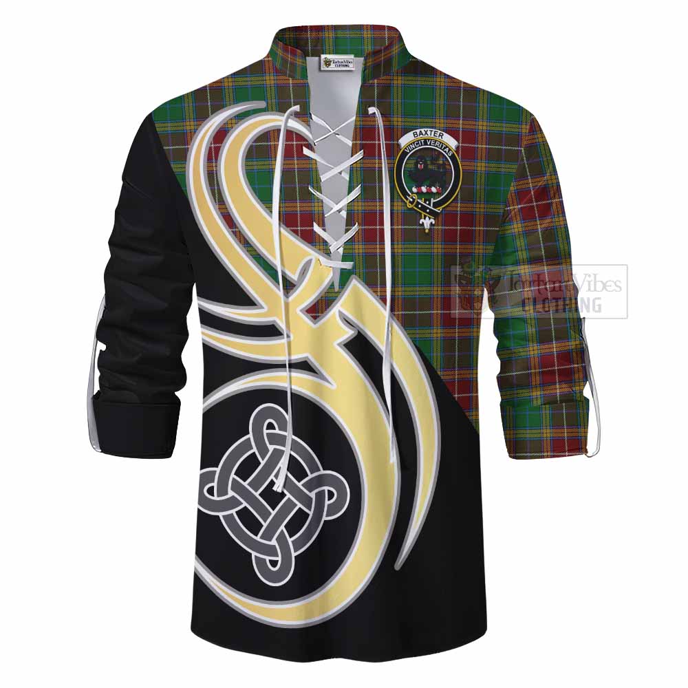 Tartan Vibes Clothing Baxter Tartan Ghillie Kilt Shirt with Family Crest and Celtic Symbol Style