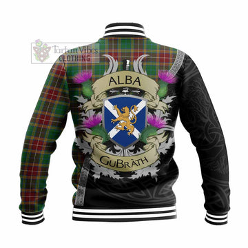 Tartan Vibes Clothing Baxter Tartan Family Crest Baseball Jacket Lion Rampant Royal Thistle Shield Celtic Inspired