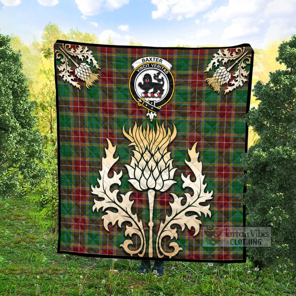 Tartan Vibes Clothing Baxter Tartan Quilt with Family Crest and Golden Thistle Style