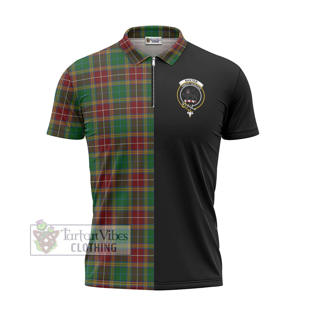 Baxter Tartan Zipper Polo Shirt with Family Crest and Half Of Me Style - Tartanvibesclothing Shop